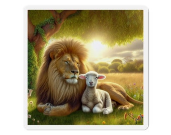 Lion and Lamb Die-Cut Magnet