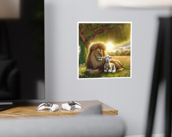 Lion and Lamb Matte Paper Poster