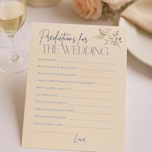Carte de prédictions et de conseils pour un mariage, Activité pour shower de mariage, Jeu de baby shower | Téléchargement imprimable