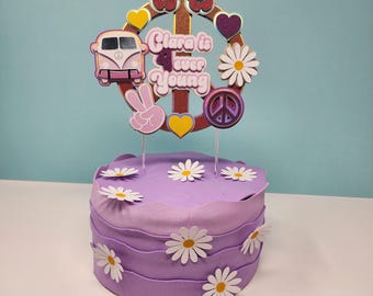 Groovy cake topper / Groovy Hippie Cake Topper / Peace Topper / boho hippie cake topper