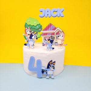 Adorno para tarta Bluey / Bluey y Bingo / Amigos Bluey / Cumpleaños Bluey / Decoración Bluey Azul