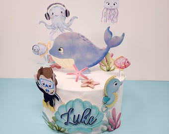 Whale Cake Topper / Cute Whale Cake Topper