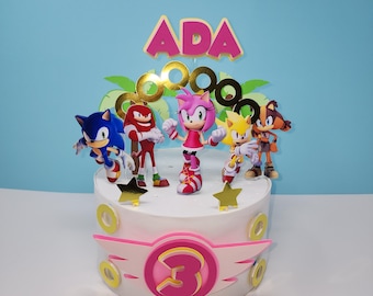 Girl Sonic Cake Topper / Sonic Birthday / Knuckles, Sonic & Tails themed Party Decorations