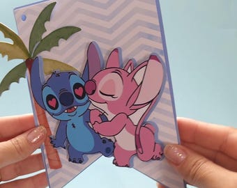Stitch and Angel themed Party Decorations / Stitch and Angel Centerpiece / Stitch and Angel Cupcake Topper / Stitch and Angel banner