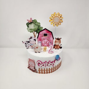 Farm Cake Topper | Farm Themed Party Decor | Old McDonald Farm Cake Topper | Pink Barn Animals | Farm Party Decorations/Animals in the Farm