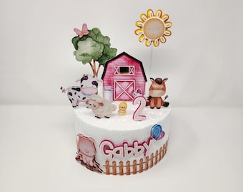Farm Cake Topper | Farm Themed Party Decor | Old McDonald Farm Cake Topper | Pink Barn Animals | Farm Party Decorations/Animals in the Farm
