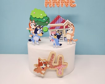 Adorno para tarta Bluey / Bluey y Bingo / Amigos Bluey / Cumpleaños Bluey / Decoración Bluey