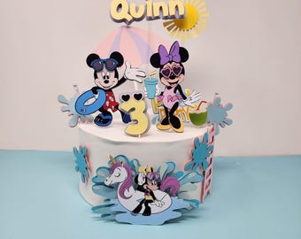 Mickey and Minnie Pool Party Cake Topper