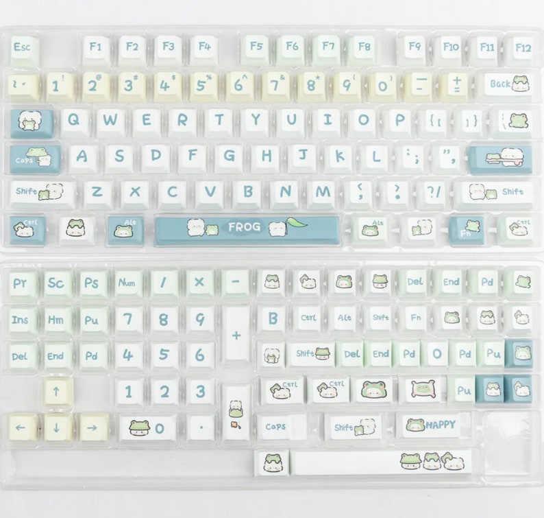 140PCS Rabbit Frog Theme Keycaps Set, Cute Keycap, Anime Keycap, Cherry