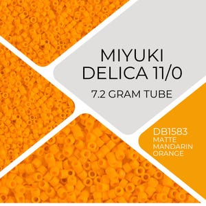 Miyuki Delica 11/0 Beads - DB1583 Matte Mandarin Orange - 7.2 Gram Tube
