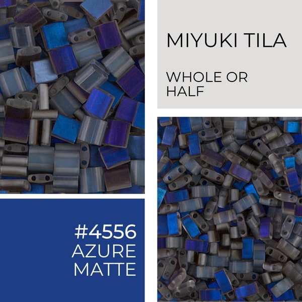 Miyuki Tila Beads | 4556 | Azure Matte | Whole or Half Tila | Wholesale Prices