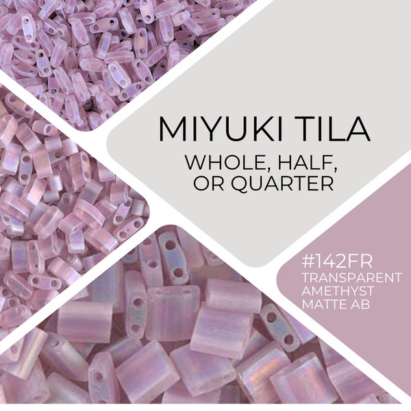 Miyuki Tila Beads | 142FR | Transparent Matte Amethyst AB | Whole, Half, or Quarter Tila | Wholesale Prices