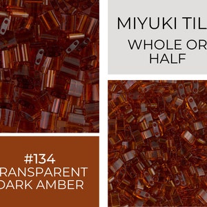 5g Miyuki Tila Beads | 134 | Transparent Dark Amber | Whole or Half Tila | Wholesale Prices