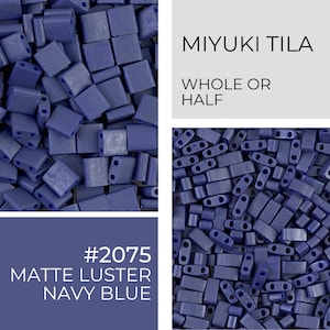 Miyuki Tila Beads | 2075 | Matte Luster Navy Blue | Whole or Half Tila | Wholesale Prices