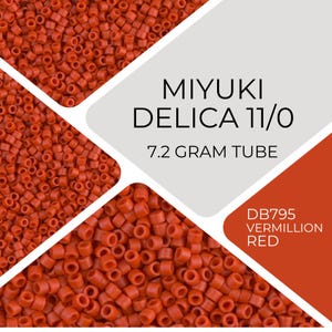 Miyuki Delica 11/0 Beads - DB795 Matte Vermillion Red - 7.2 Gram Tube