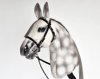 Realistic hobby horse, dapplegrey horse on a stick, grey horse perfect for competitions, A4 ready to ship