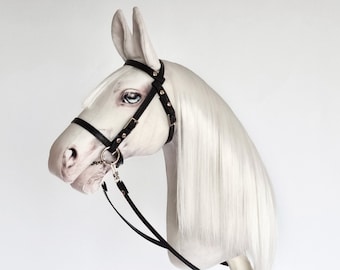 Realistic hobby horse, white horse on a stick, perfect for competitions, A4, ready to ship!