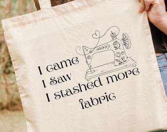 Funny Fabric Lover Cotton Canvas Tote Bag: Sewing & Crafting