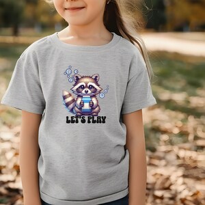 Camiseta infantil con mapache, divertida camiseta con estampado de animales, ropa juvenil, camisetas para campamentos religiosos, camiseta de mapache de dibujos animados