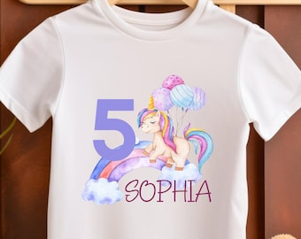 Geburtstagsshirt personalisierbar, Birthday T-Shirt, Geburtstagstshirt, T-Shirt Geburtstag Kinder Tiere, Einhorn