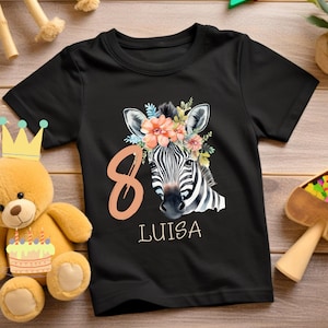Birthday shirt customizable, Birthday T-Shirt, Birthday t-shirt, T-Shirt Birthday Children Animals, Zebra