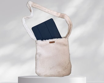 Handmade Plush Shoulder Bag - Lined - Fits iPad and Notebooks