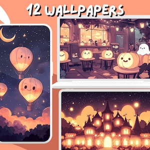 Cute Pumpkins Wallpapers Halloween wallpapers Studio Ghibli Inspired wallpaper Whimsical Anime desktop Wallpaper Phone Wallpaper