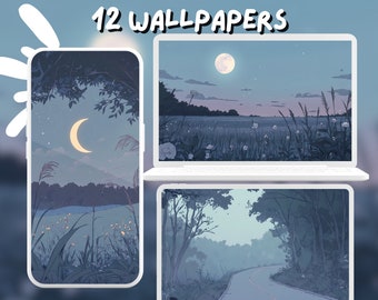 Fondos de pantalla de Lofi Moody Fondos de pantalla en azul pastel Flor Fondo de pantalla triste Fondo de escritorio Fondo de pantalla del teléfono Anime estético Tema de escritorio Ghibli