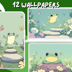 Lofi Pastel Frog Wallpapers Aesthetic Kawaii whimsical Wallpaper Mushroom Anime Desktop Wallpaper Phone Wallpaper Studio Ghibli Cute lilypad