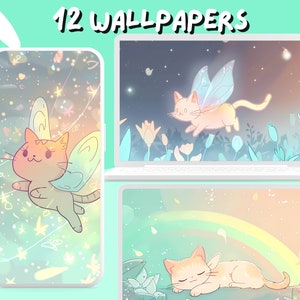 Fairy Cats Wallpaper Cute studio wallpapers Cozy Plants wallpaper desktop Wallpaper Phone Wallpaper aesthetic whimsical cat desktop theme