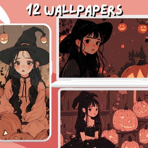 Witchy Girlie Wallpapers Cozy Halloween wallpapers Lofi Cute Pastel desktop Wallpaper Phone Wallpaper aesthetic Spooky Background