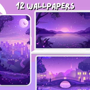 Lofi Purple City Wallpaper Pixel art wallpapers Retro aesthetic wallpaper desktop Wallpaper Phone Wallpaper Instant Download minimal