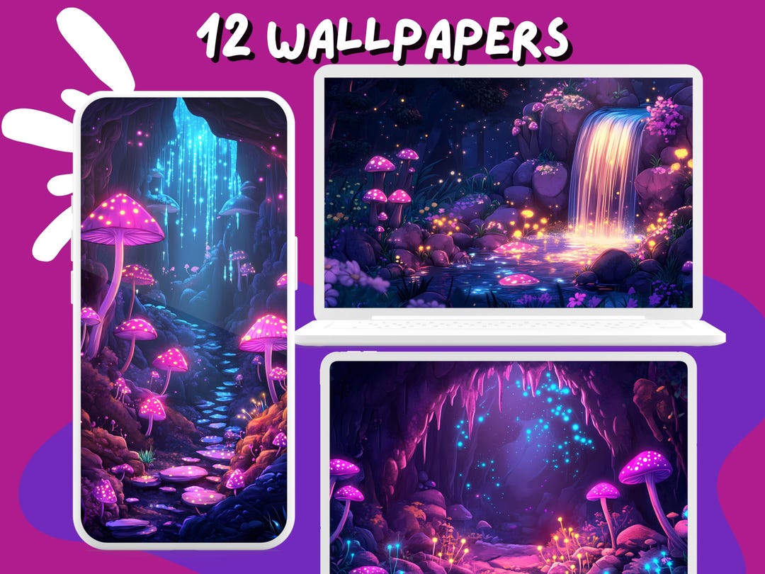 Enchanted Forest Mushroom Wallpaper Lofi Pink Purple Wallpapers Anime ...