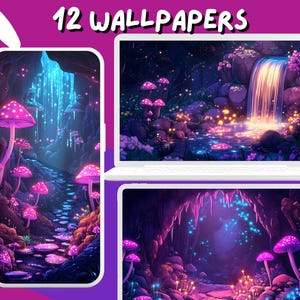 Sfondo di funghi della foresta incantata Sfondi rosa viola Lofi Sfondi anime Sfondi desktop Sfondi per telefono Tema desktop carino e magico