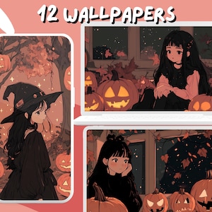 Witchy Girlie Wallpapers Cozy Halloween wallpapers Lofi Cute Pastel desktop Wallpaper Phone Wallpaper aesthetic Spooky Background