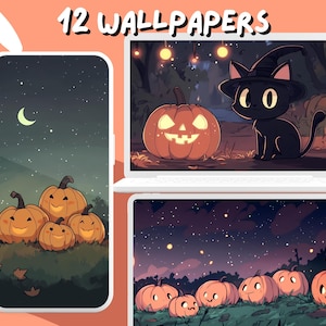 Cute Pumpkins Wallpapers Halloween wallpapers Studio Ghibli Inspired wallpaper Whimsical Anime desktop Wallpaper Phone Wallpaper
