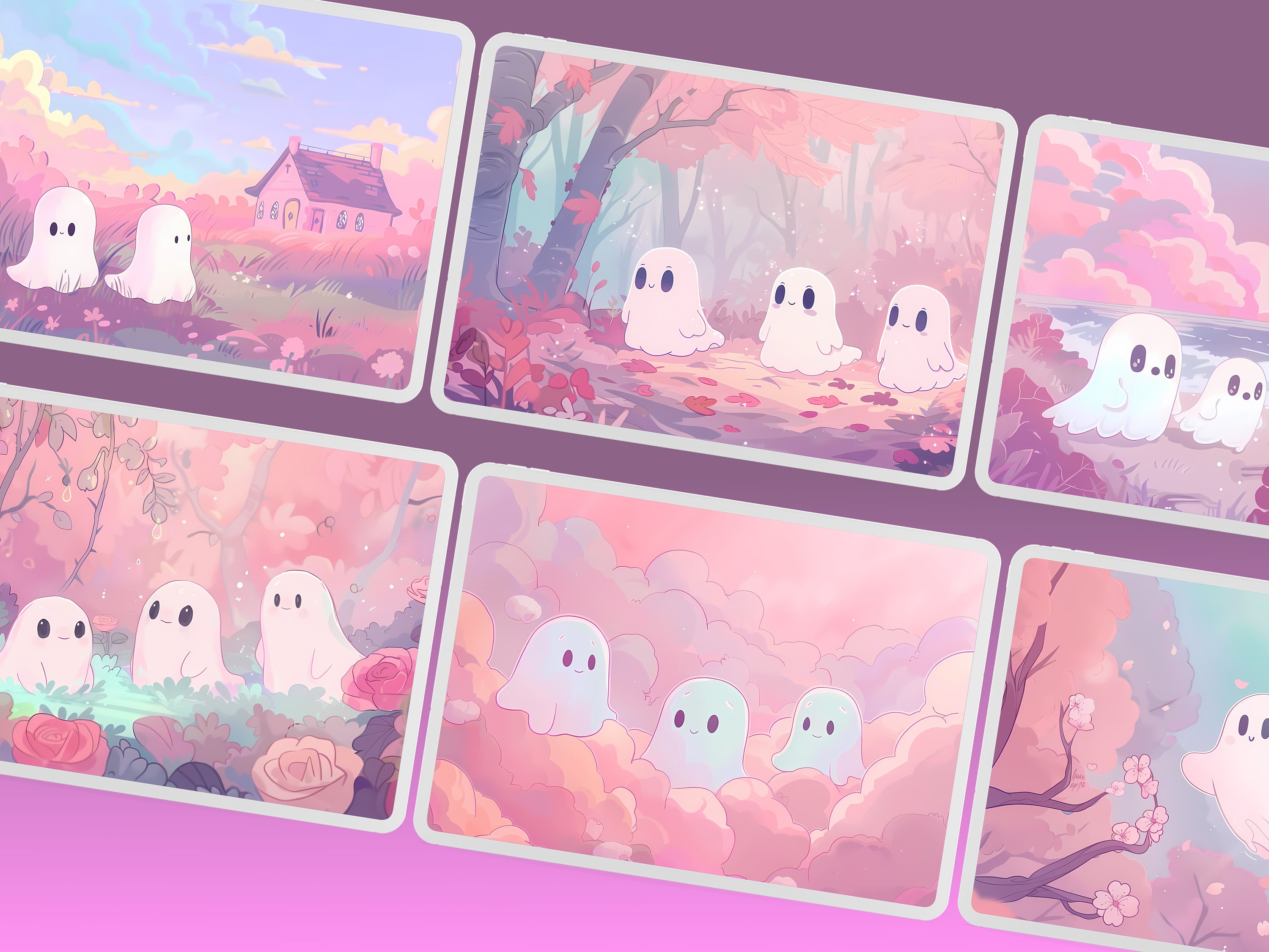 Kawaii Ghost Wallpaper Cute Pink Wallpapers Ghost Aesthetic Wallpaper