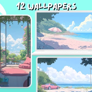 Lofi Summer Wallpaper Cute studio wallpapers Cozy Pastel wallpaper desktop Wallpaper Phone Wallpaper aesthetic Cute kawaii Ghibli desktop