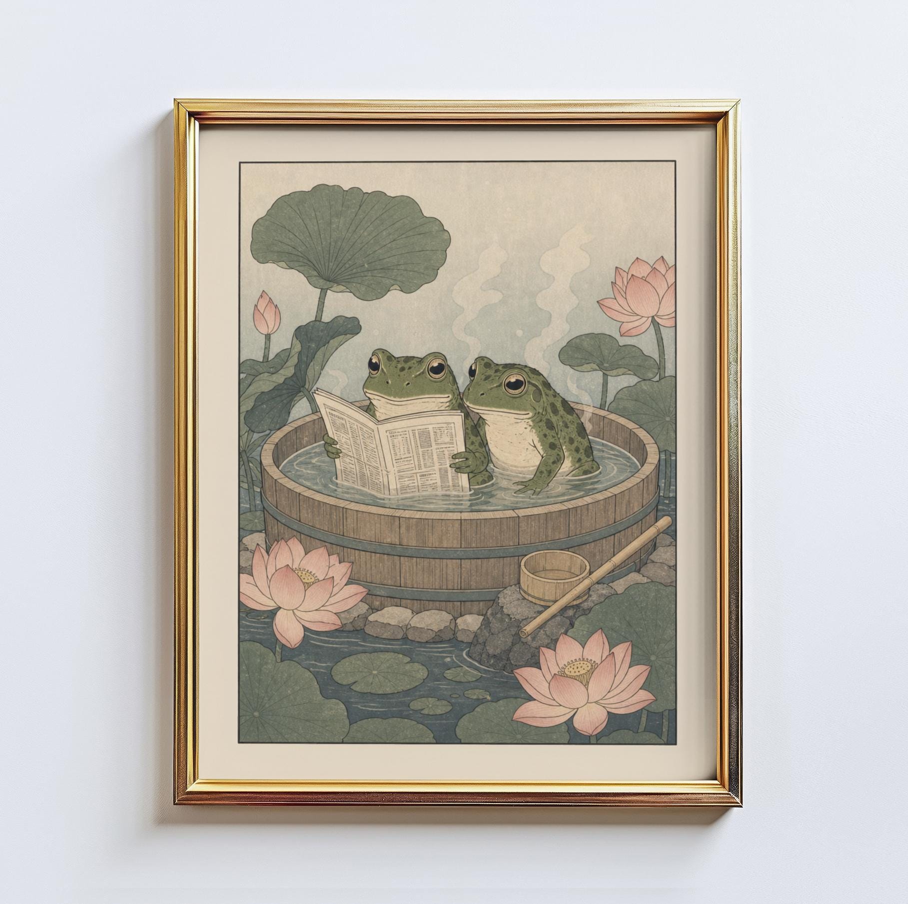 Japanese Onsen Frog Art - Etsy