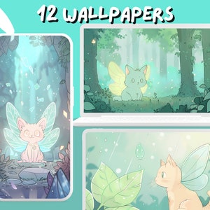 Fairy Cats Wallpaper Cute studio wallpapers Cozy Plants wallpaper desktop Wallpaper Phone Wallpaper aesthetic whimsical cat desktop theme