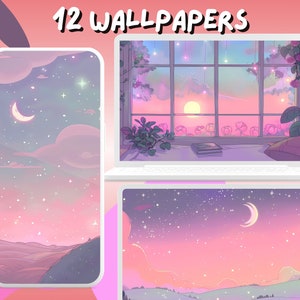 Pastell Verträumt Ästhetische Pink Wallpapers wunderliche Landschaft Anime Desktop Hintergrundbilder Telefon Hintergrundbilder Desktop Thema Hintergrund Kawaii Cute