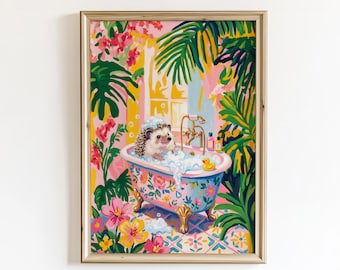 Quadro Su Tela Con Fenicottero Rosa Nella Vasca Da Bagno: Stampa D'Arte Moderna Per Decorazione Pareti Bagno, 30,5x40,6 Cm, Telaio In Legno - 5