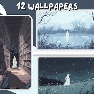 Moody Ghost Wallpaper Cute Grey wallpapers Ghost aesthetic wallpaper anime desktop Wallpaper Phone Wallpaper Cozy Blue Desktop Theme