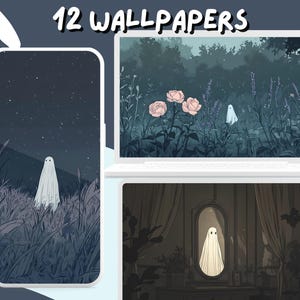 Moody Ghost Wallpaper Cute Grey wallpapers Ghost aesthetic wallpaper anime desktop Wallpaper Phone Wallpaper Cozy whimsical Desktop Theme
