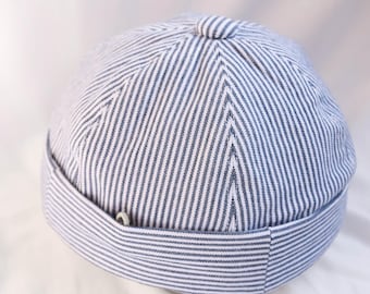 Handmade Docker Cap in UPCYCLED cotton. Size M High- Quality Sustainable Gift.