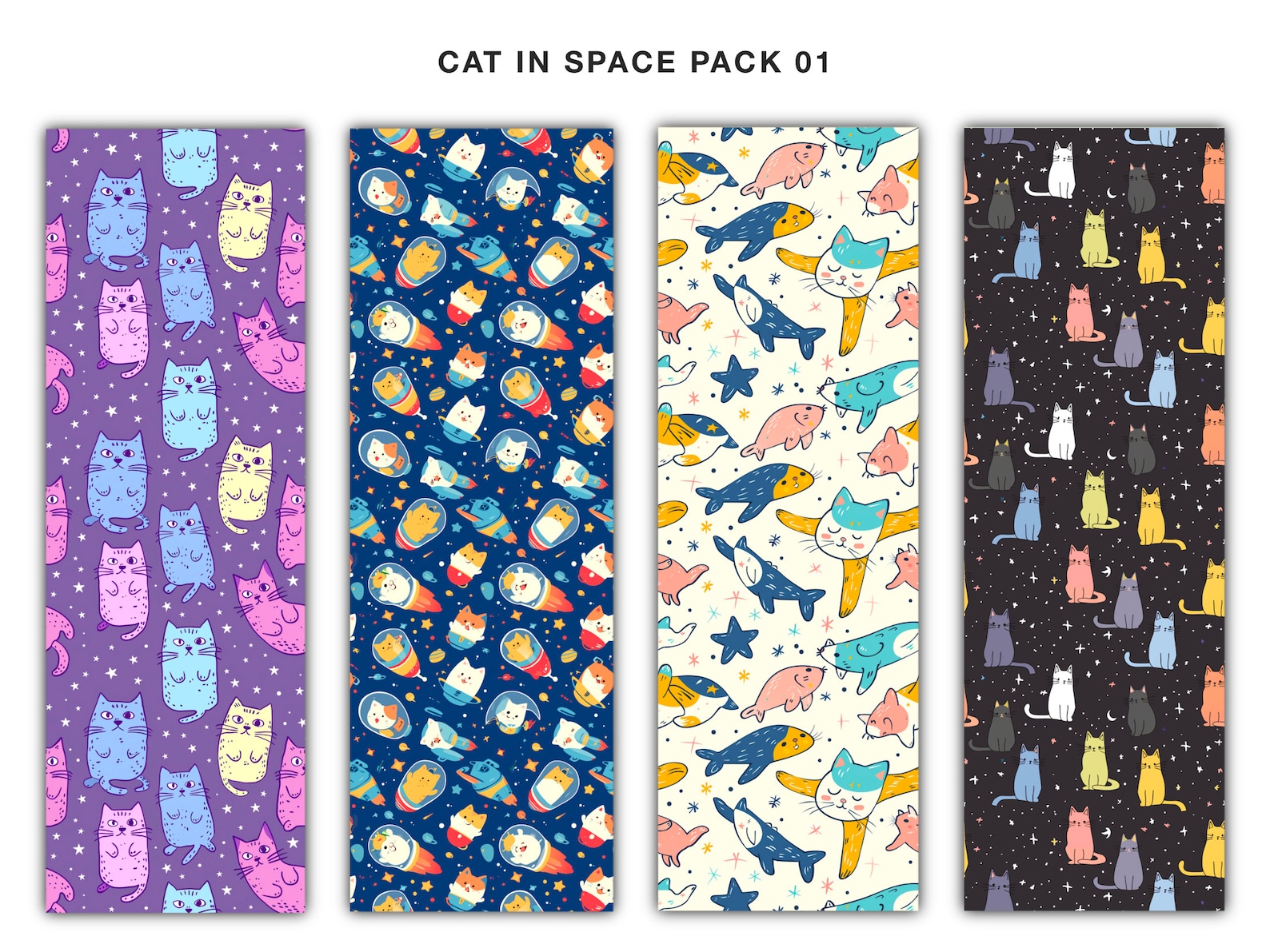 20 Cat in Space Pack 01 Digital Paper and Seamless Pattern, Printable ...