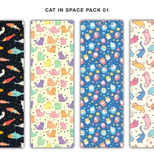 20 Cat in Space Pack 01 Digital Paper and Seamless Pattern, Printable ...