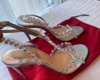 Louboutin studded silver sandals