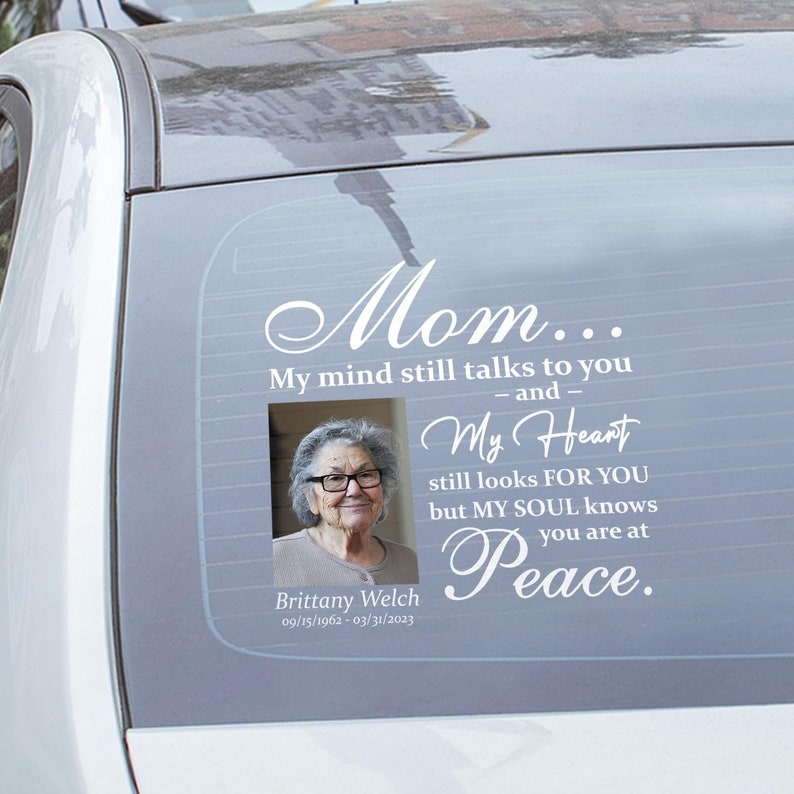 Personalized Memorial Mom/dad Decal for Car With Picture, my Heart ...