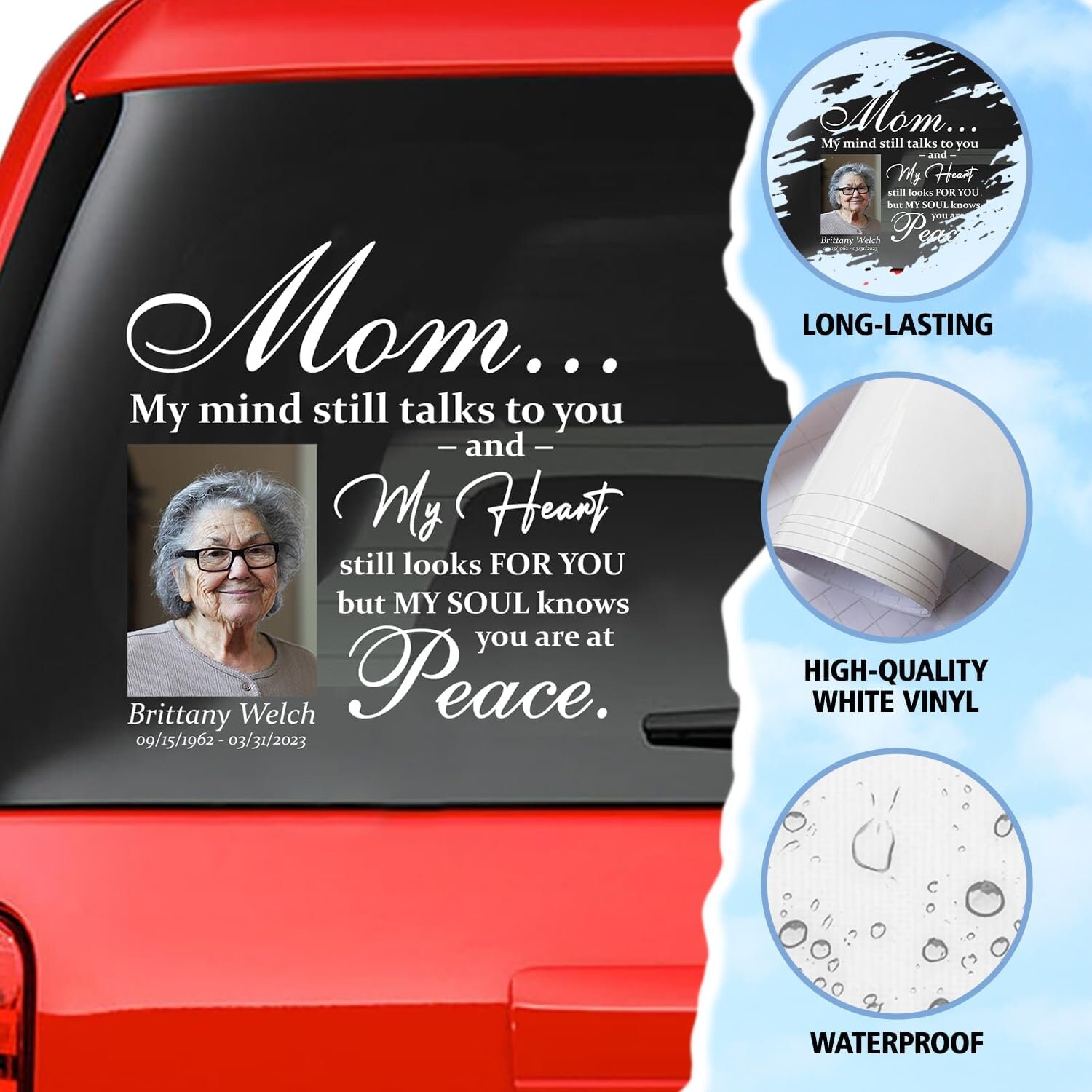 Personalized Memorial Mom/dad Decal for Car With Picture, my Heart ...